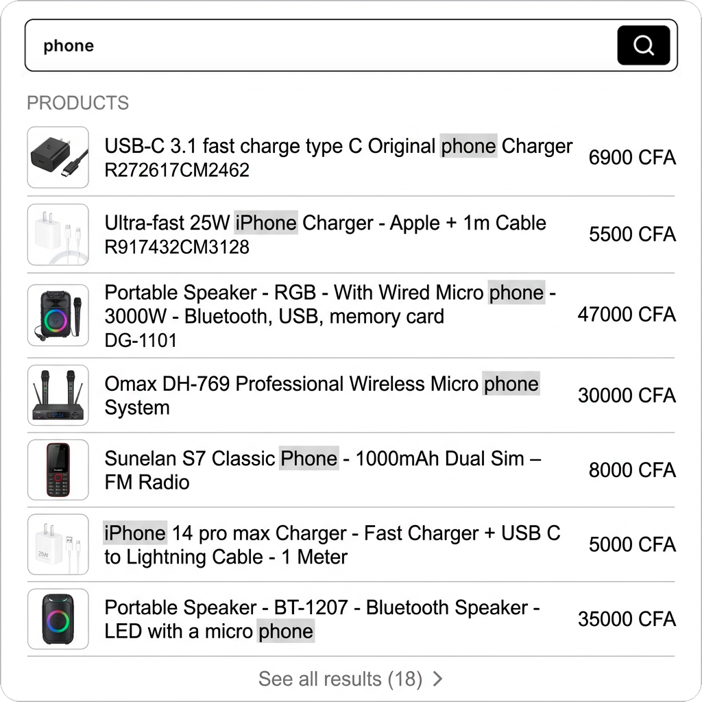 Glance live search Quick search plugin for Woocommerce.